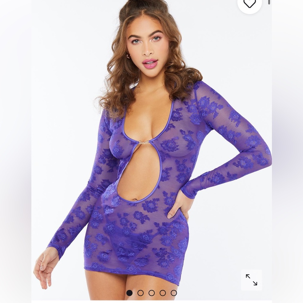 Savage X Fenty long sleeve lace slip dress